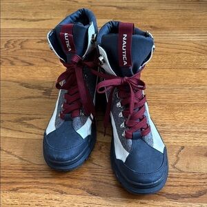 Nautica Black and Burgubdy Boots